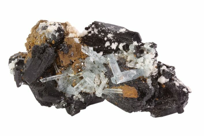 Aquamarine Crystals with Black Tourmaline & Feldspar - Namibia #93695